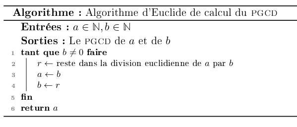 algoriothme d'Euclide